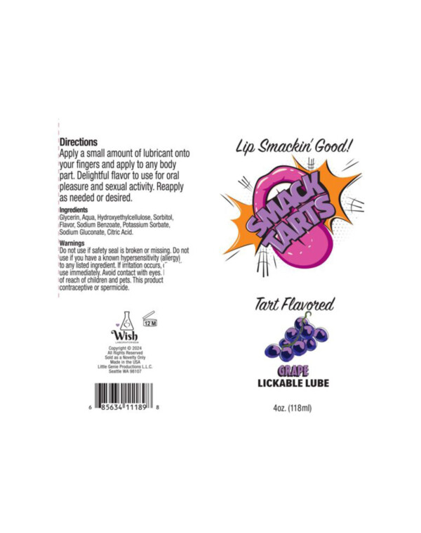 smack tarts 4oz lickable flavored lubricant grape smack tarts 4oz lickable flavored lubricant grape