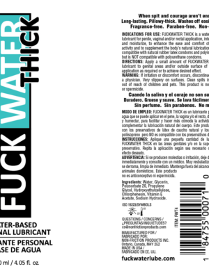 fuck water thick 4oz clear water based lubricant fuck water thick 4oz clear water based lubricant