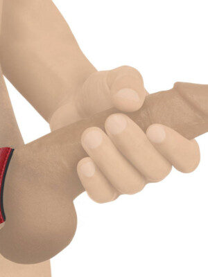 leather and velcro cock ring red