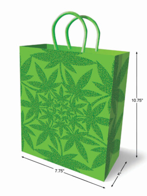 glitter ganja gift bag green