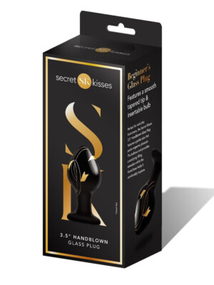 secret kisses 3.5 inch handblown glass plug black