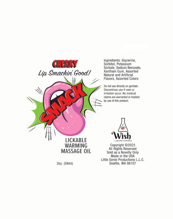 smack warming and lickable massage oil cherry 2 oz smack warming and lickable massage oil cherry 2 oz