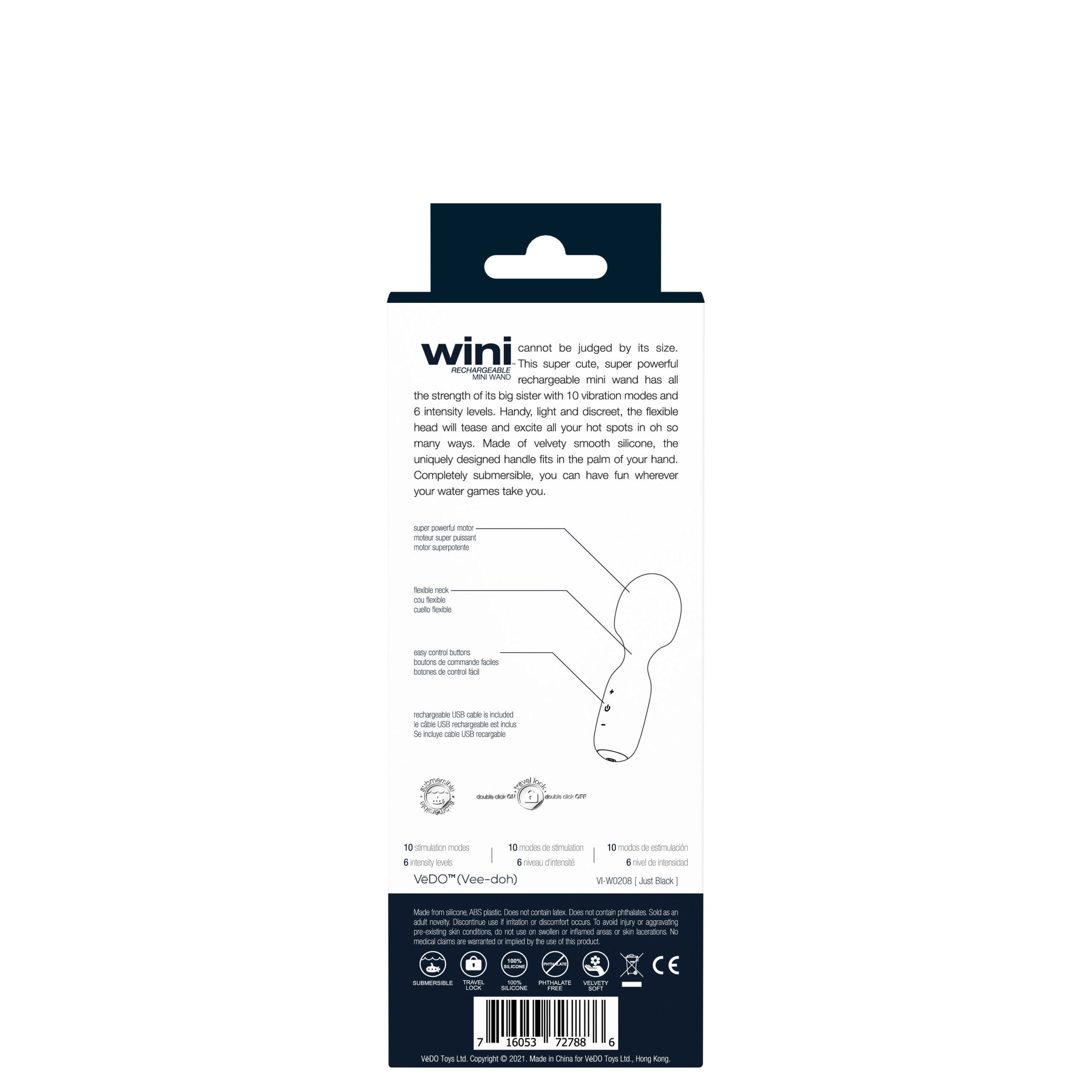 wini rechargeable mini wand black