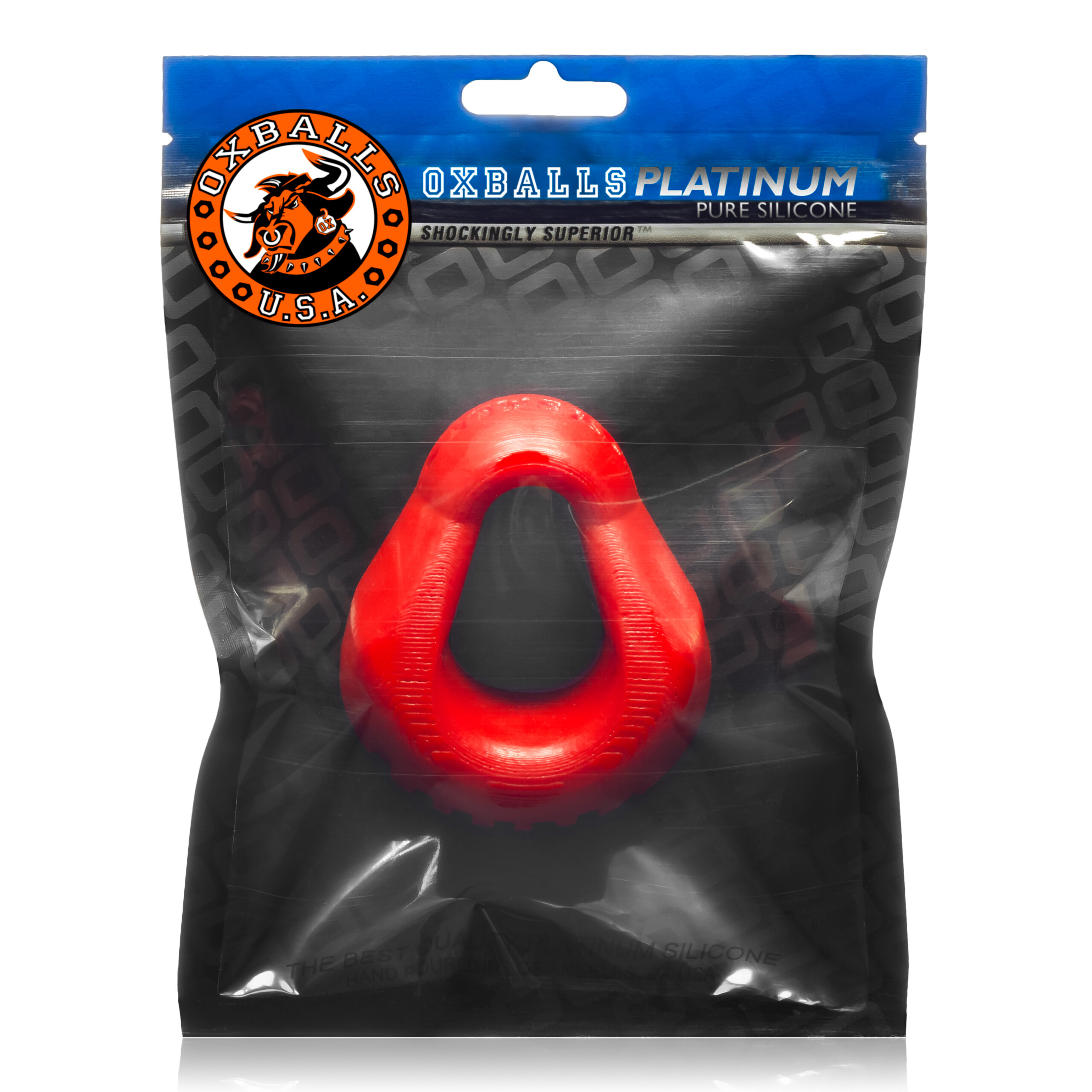 hung padded cockring oxballs red