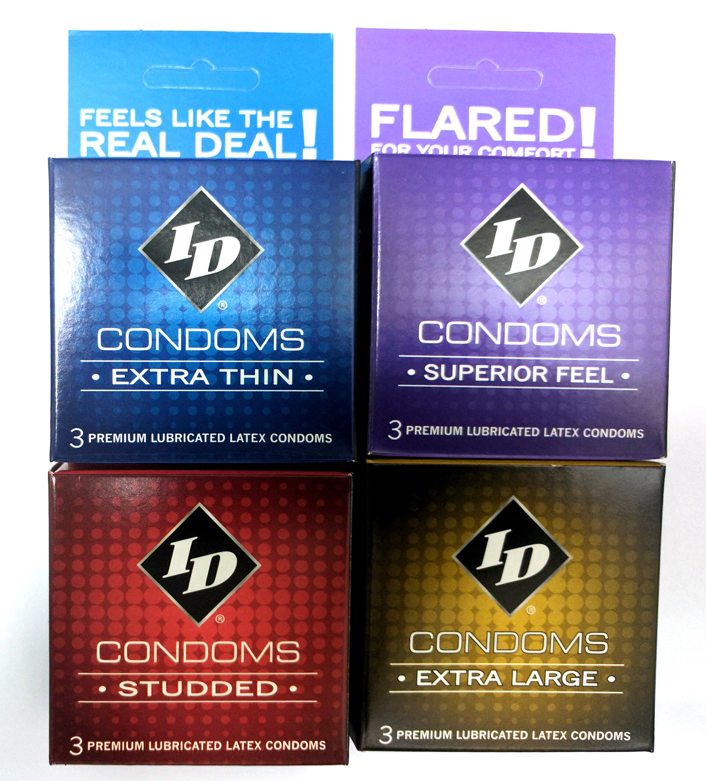 id condoms case of 72 3 packs assorted styles