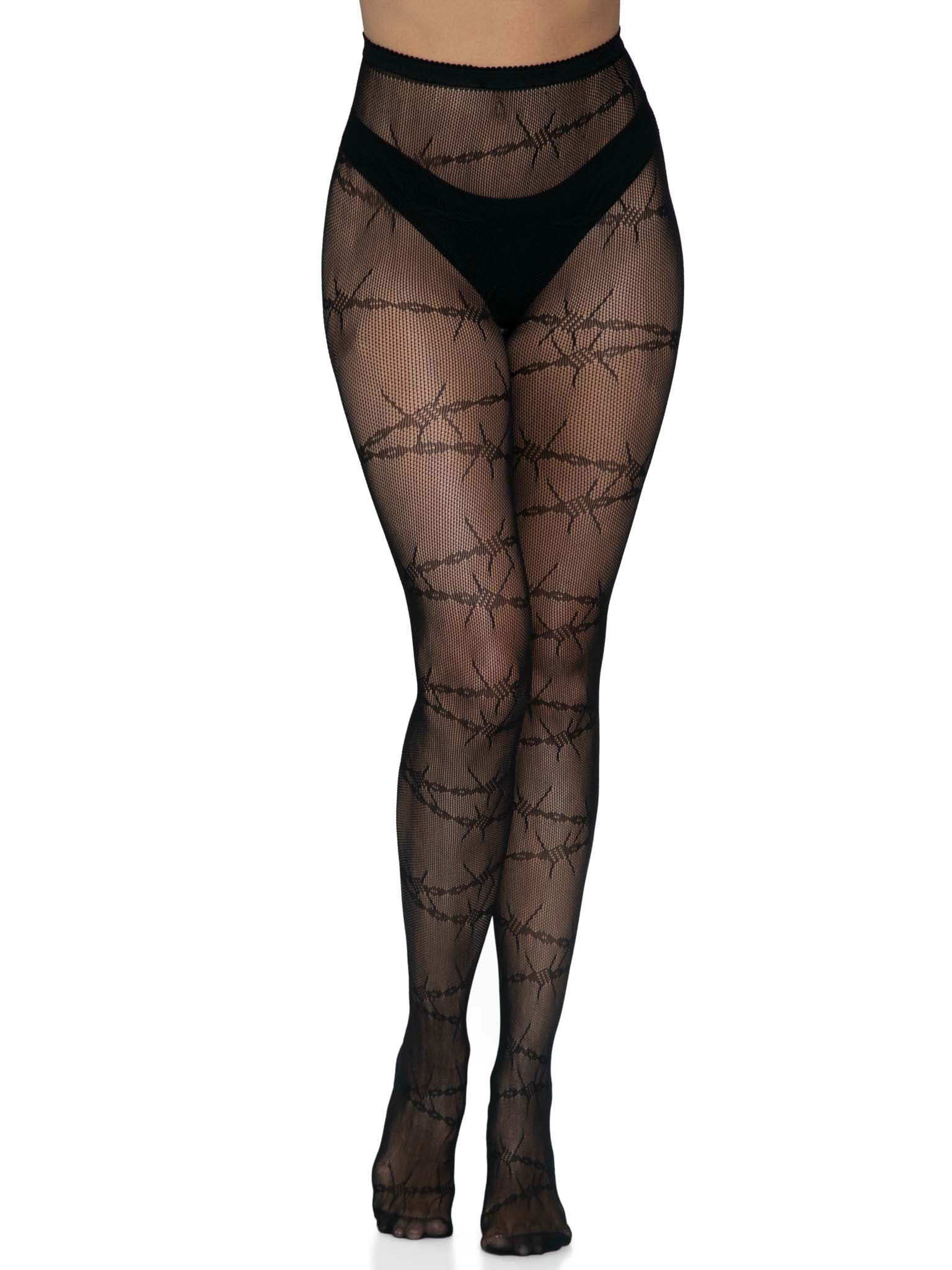barbed wire fishnet tights one size black barbed wire fishnet tights one size black