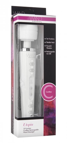 utopia 10 function cordless rechargeable wand massager white utopia 10 function cordless rechargeable wand massager white