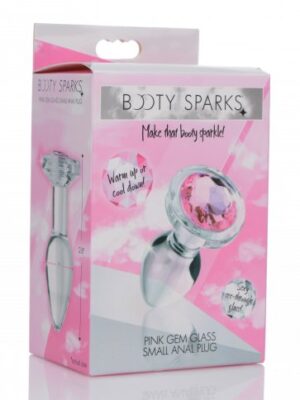 pink gem glass anal plug small