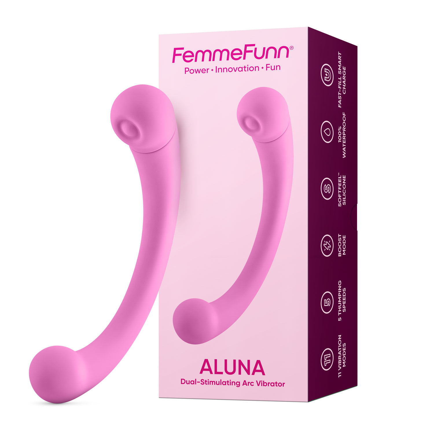 aluna dual stimulating arc vibrator pink