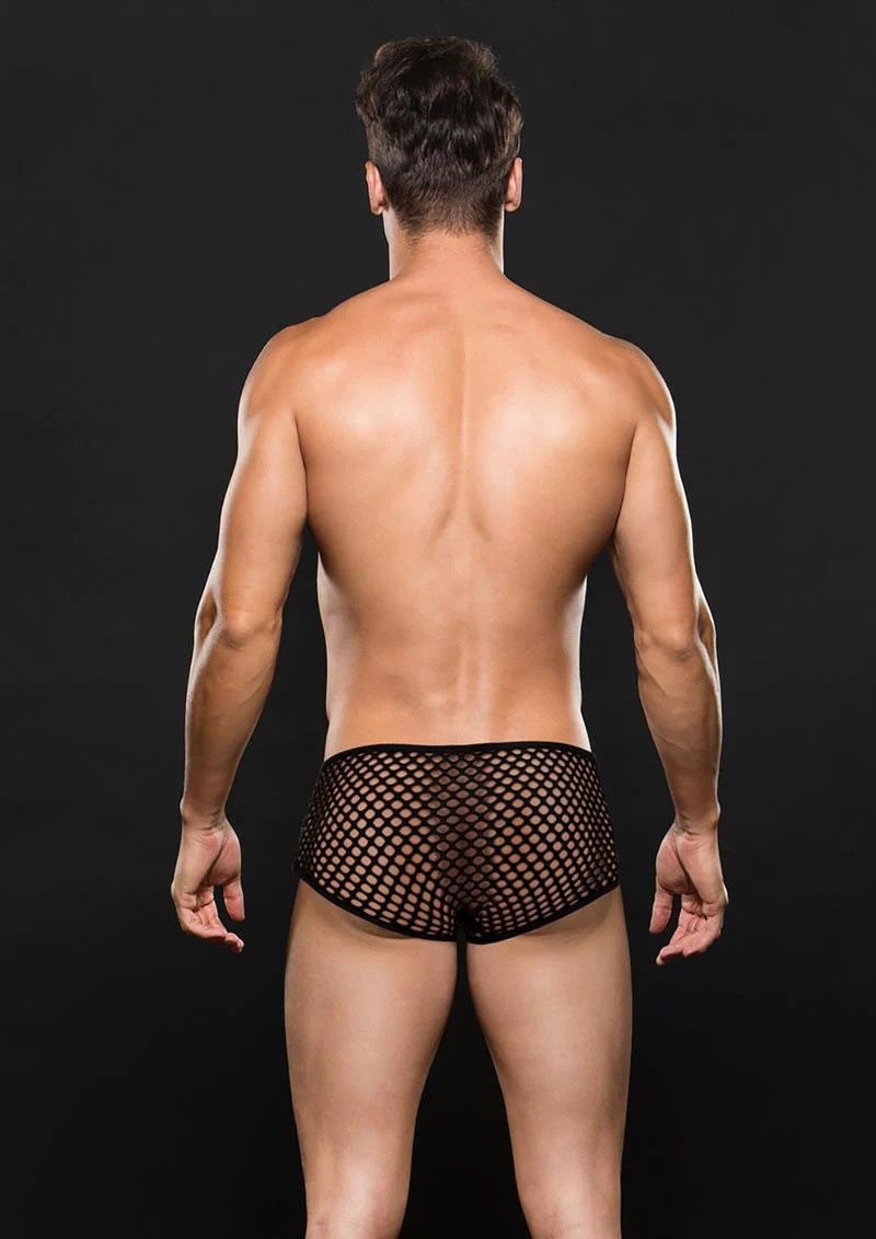 modern fishnet trunk medium/large black