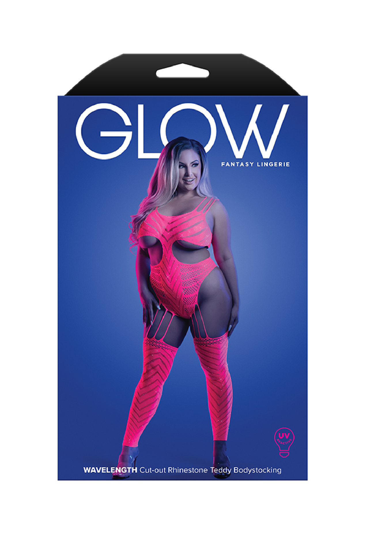 wavelength cutout rhinestone teddy bodystocking queen neon pink