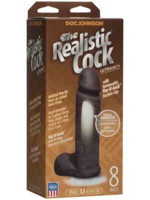the realistic cock ultraskyn 8 inch black