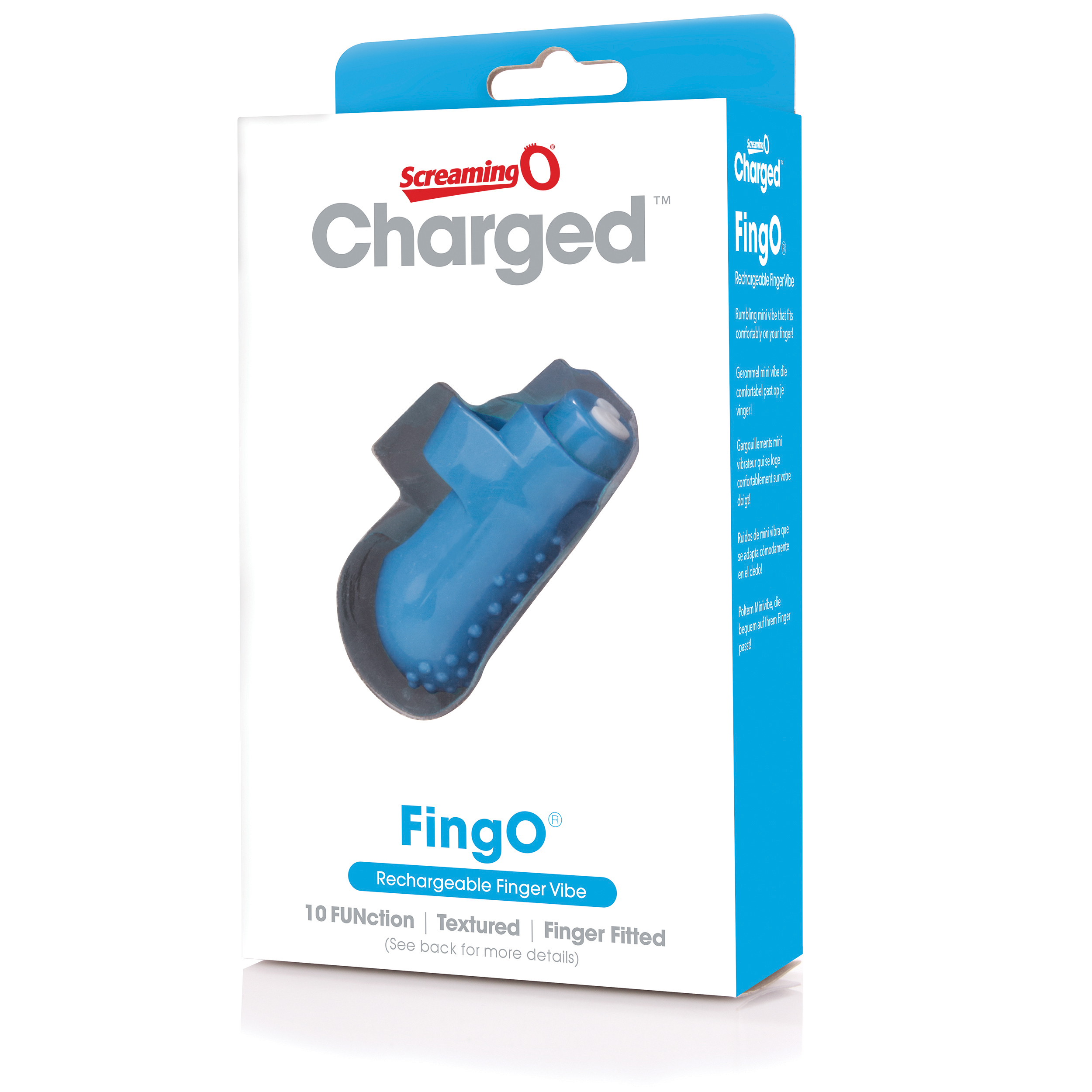 charged fingo rechargeable finger vibe blue