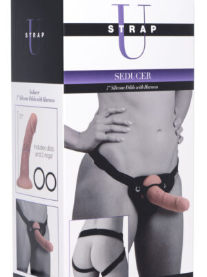 seducer 7 inch silicone dildo with harness