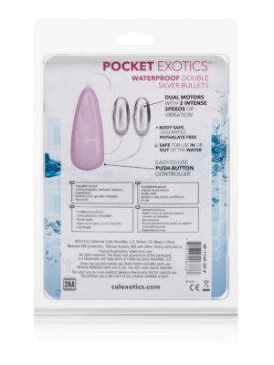 pocket exotics waterproof double silver bullets pink