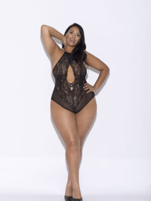 lace and mesh halter teddy queen size black lace and mesh halter teddy queen size black