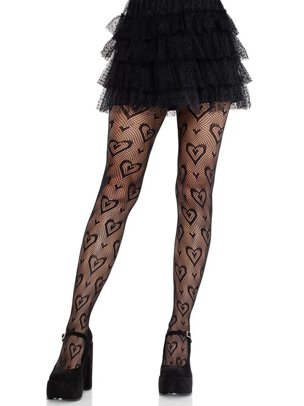 cherie heart net tights o/s black