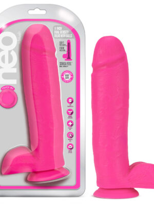 neo 11 inch dual density dildo neon pink