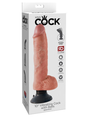 king cock 10 inch vibrating cock with balls flesh