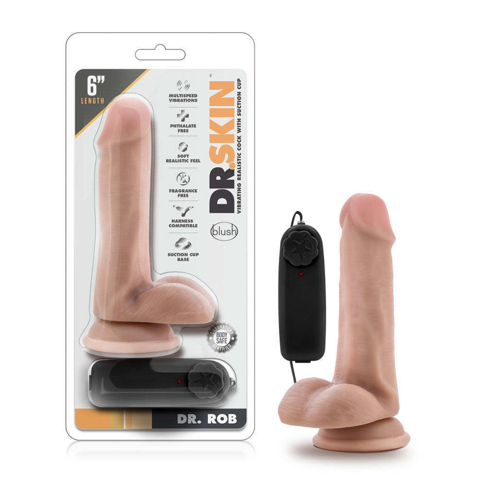 dr. skin dr. rob 6 inch vibrating cock with suction cup vanilla