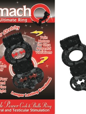 the macho collection double power cock and balls rising black