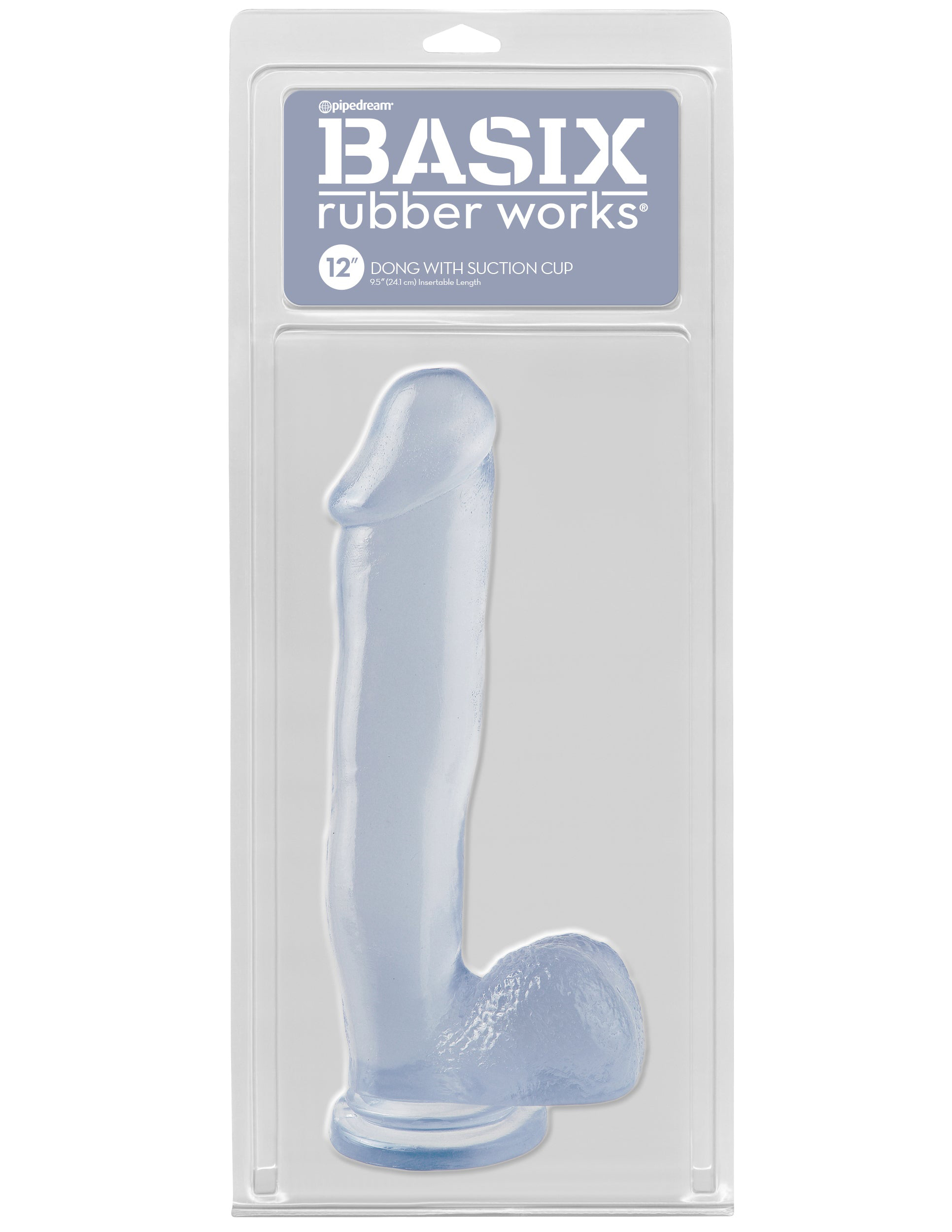 basix rubber works 12 inch dong with suction cup clear