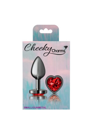 deep red heart gem gunmetal metal plug sm