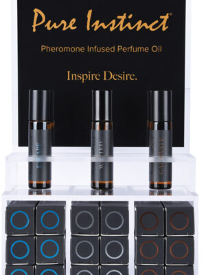 pure instinct pheromone infused perfume oil men acrylic cube display with testers (22 pcs)