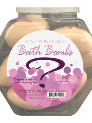 love your pussy bath bomb fishbowl display of 9 units peach bellini
