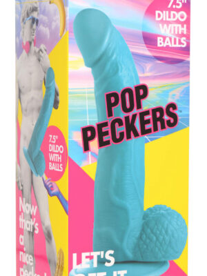 pop pecker 7.5 inch dildo with balls blue