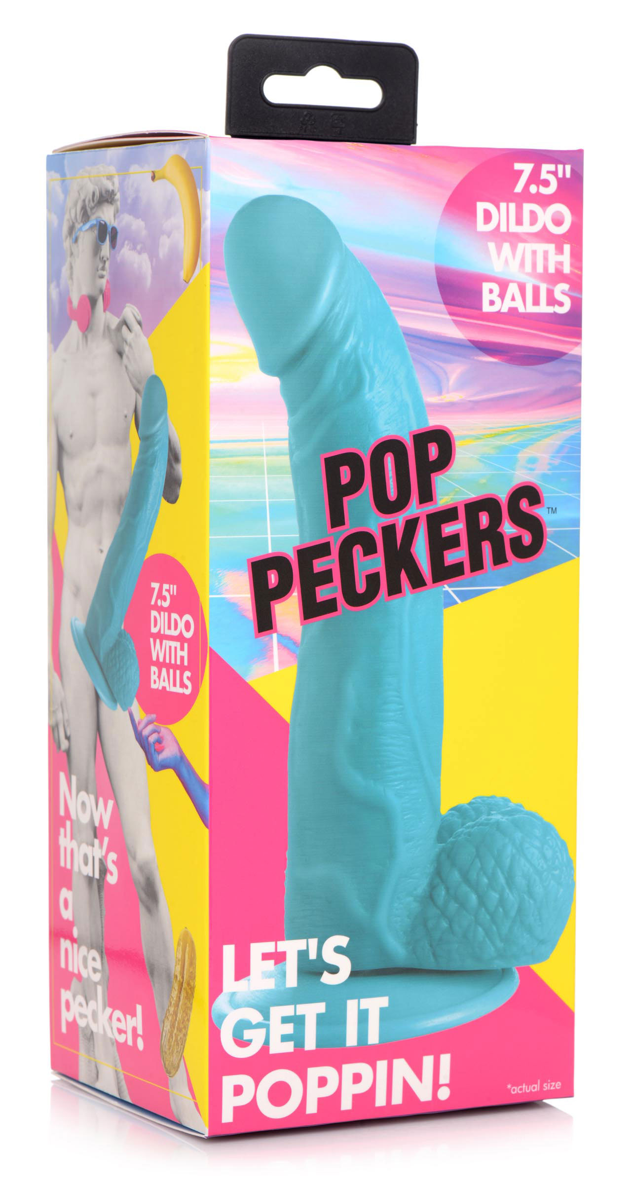pop pecker 7.5 inch dildo with balls blue