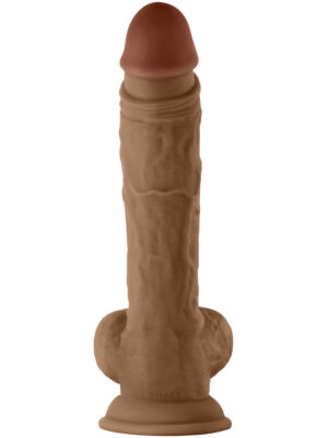 shaft model a 10.5 inch liquid silicone dong with balls oak