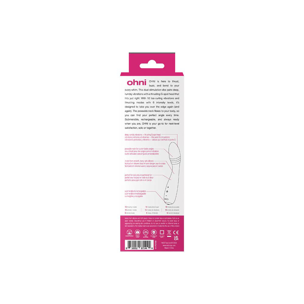 ohni rechargeable g spot thrusting vibe pink