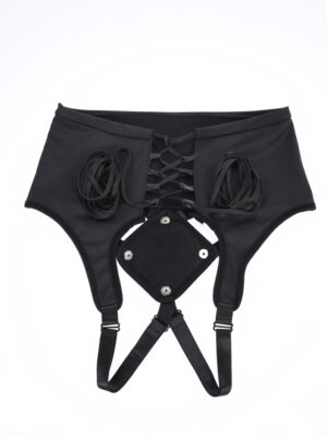 high waisted corset strap on black
