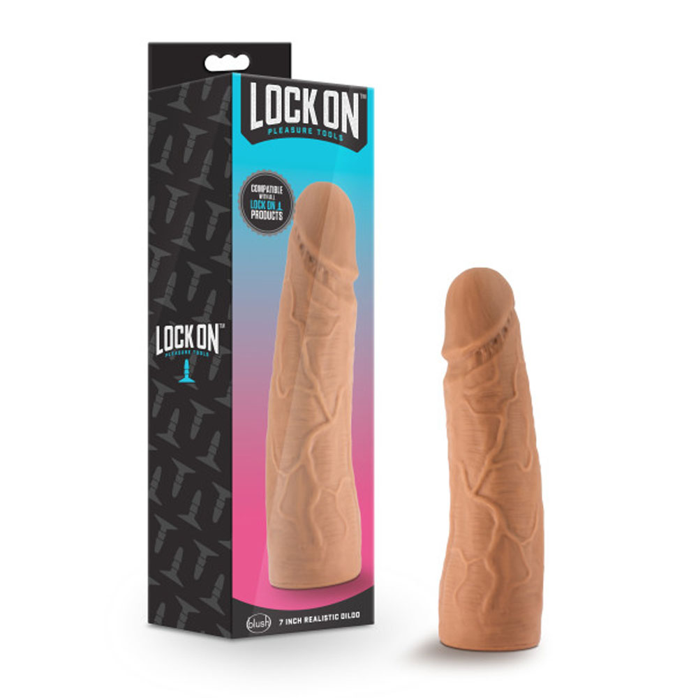 lock on 7 inch realistic lock on dildo mocha