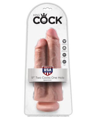 king cock 9 inch two cocks one hole flesh