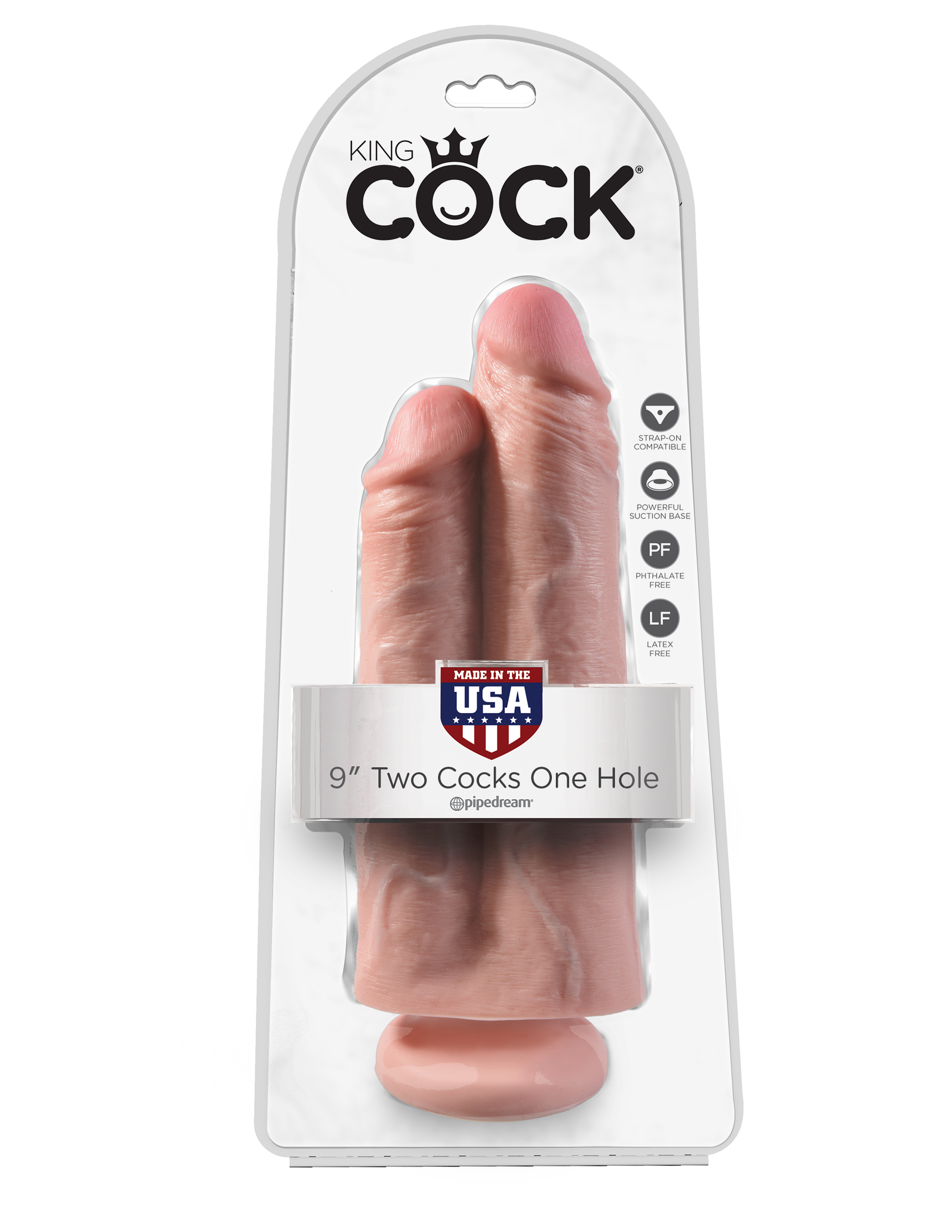 king cock 9 inch two cocks one hole flesh