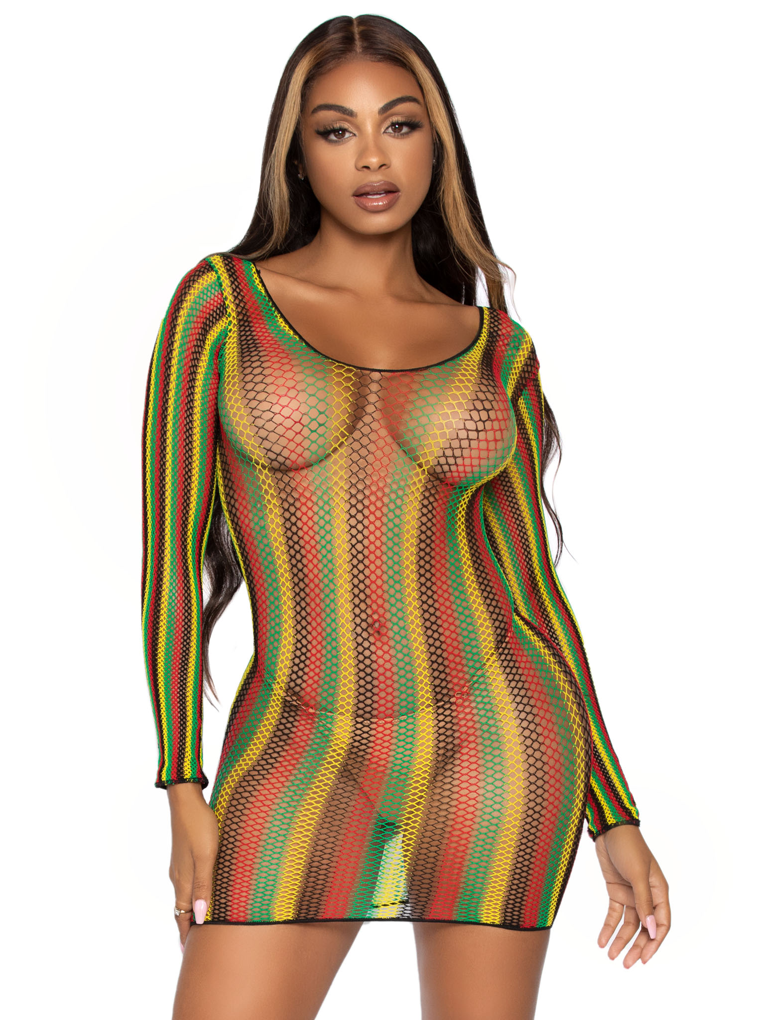 rasta net mini dress one size