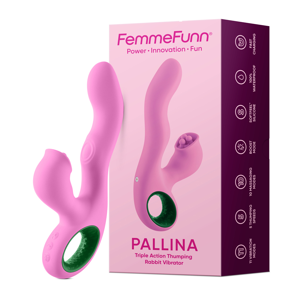 pallina triple action rabbit vibrator pink