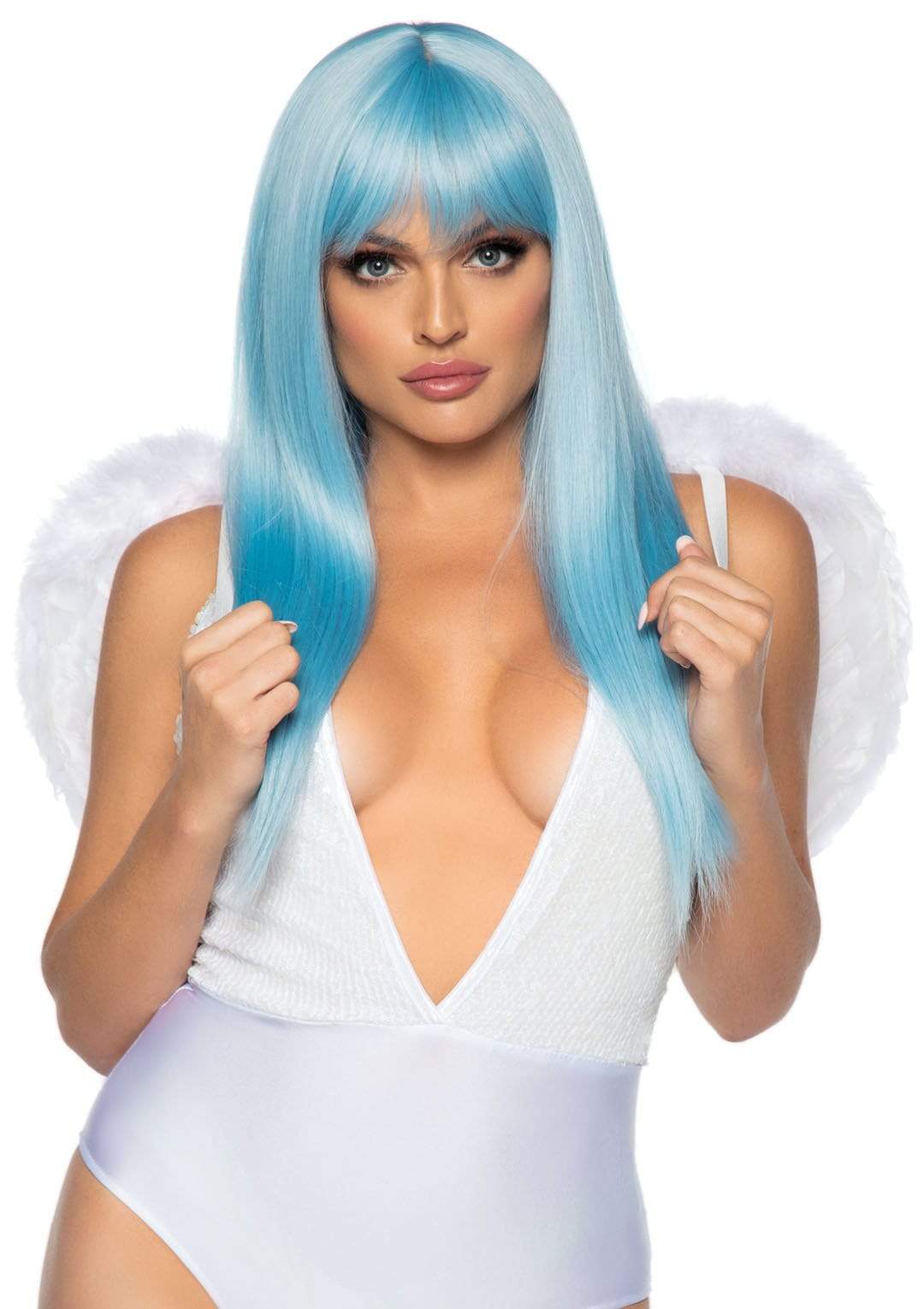 marabou trimmed feather wings white