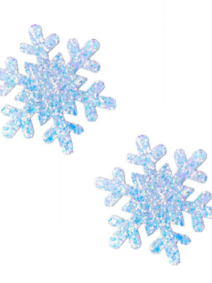 super sparkle white chunky glitter snowflake nipple cover pasties