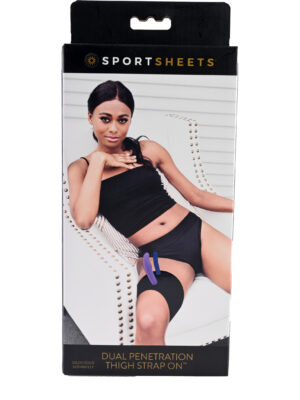 sportsheets dual penetration thigh strap on black