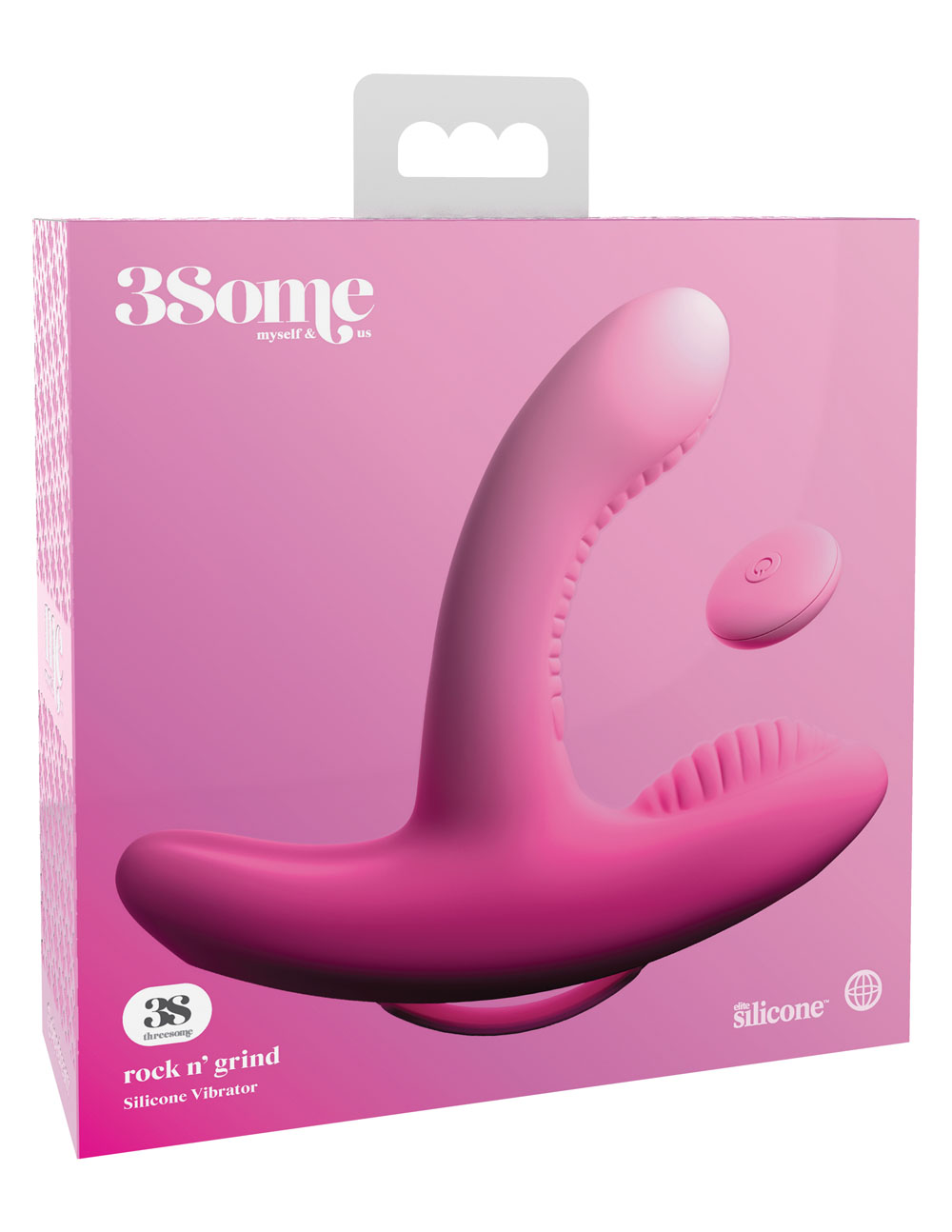 threesome rock n' grind silicone vibrator pink