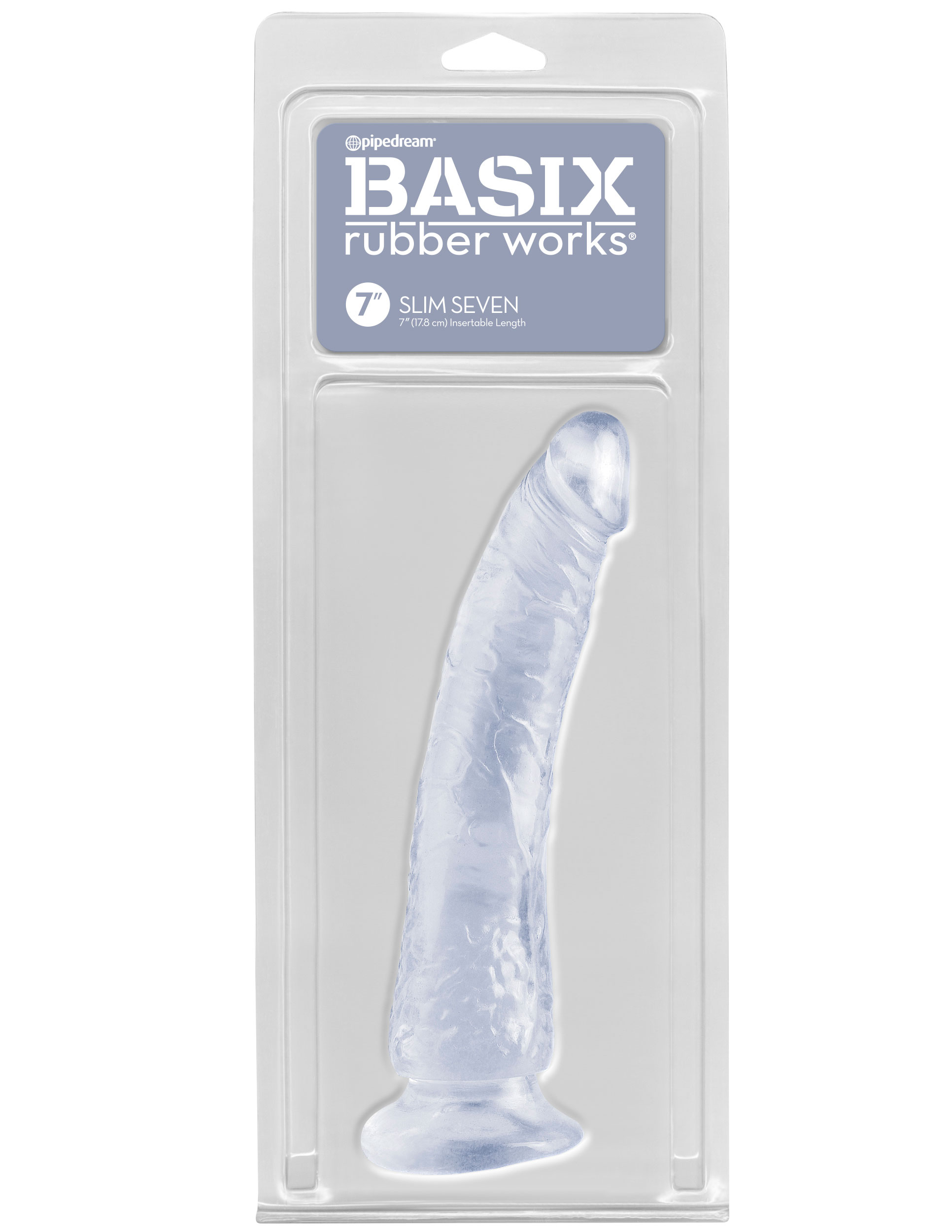 basix rubber works slim 7 inch with suction cup clear