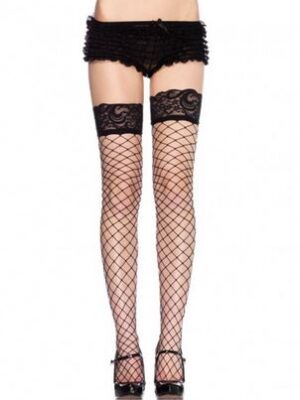 lace top fence net thigh highs one size black lace top fence net thigh highs one size black