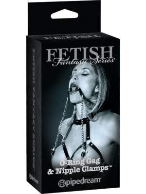 fetish fantasy series limited edition o ring gag and nipple clamps black