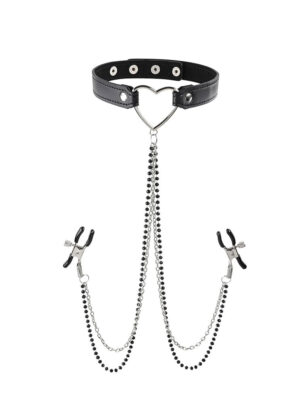 amor collar with nipple clamps black
