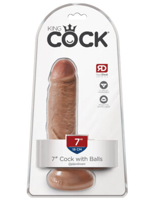 king cock 7 inch cock with balls tan