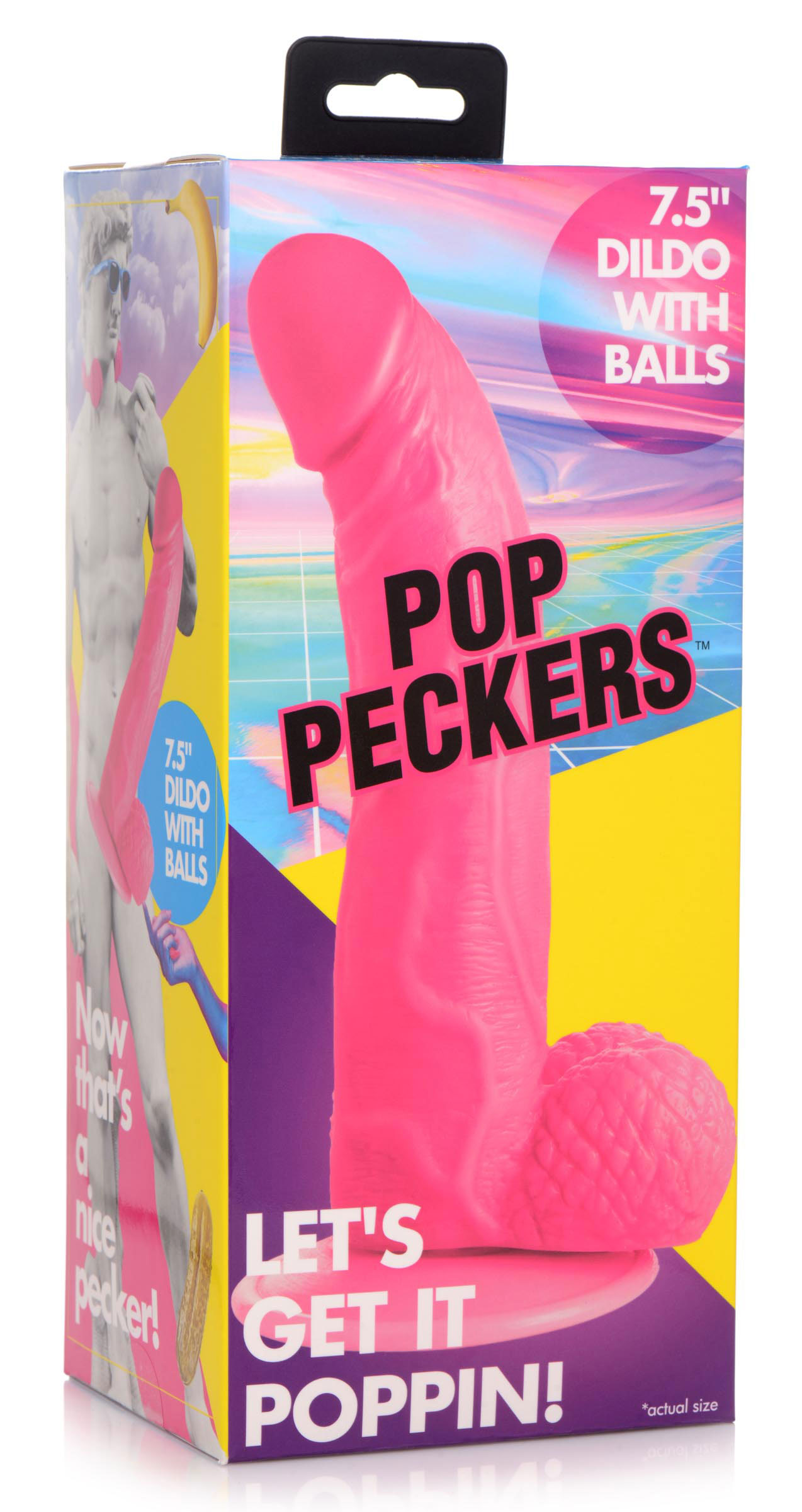 pop pecker 7.5 inch dildo with balls pink