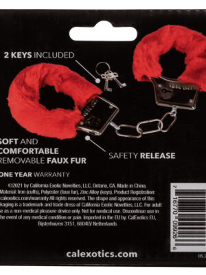 playful furry cuffs red